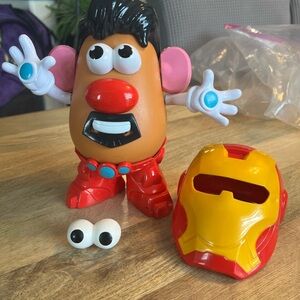 Red & Brown Superhero Potato Head Toy with Yellow Mask